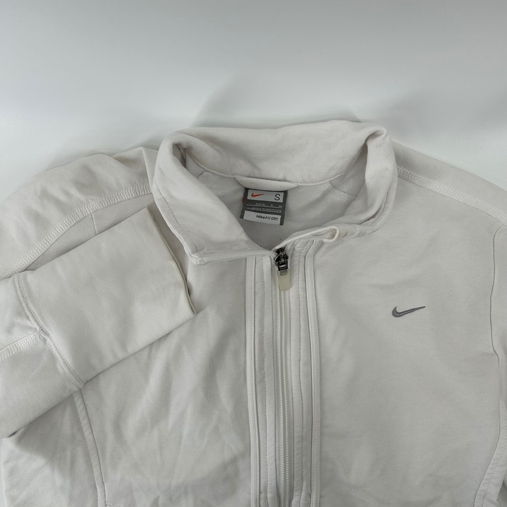 Nike Full Zip Jacket Womens Small White Thumbhole Reflective Pegasus Running